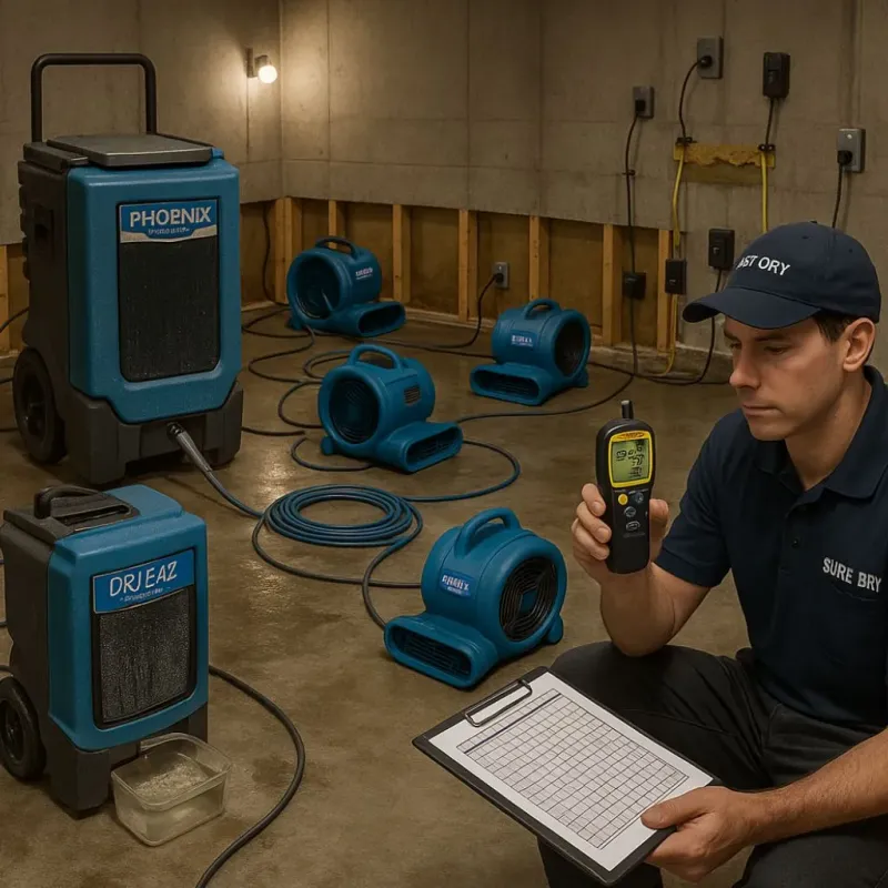 Structural Drying and Dehumidification process in Washington Mills, NY